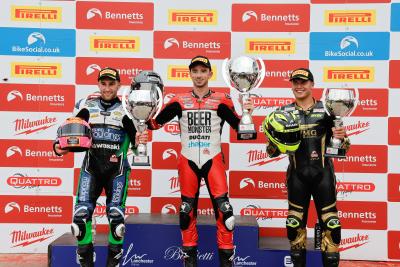 Oulton Park , 2023, round nine, showdown, podium ,race two, Irwin, Jackson, Ryde